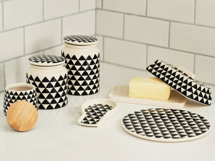 black and white Thyme & Table Canister Set