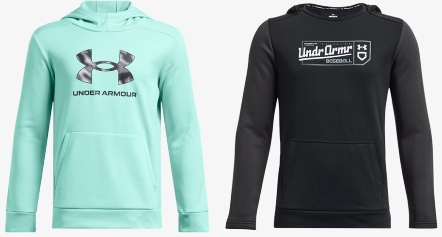 teal and black under armour hoodies