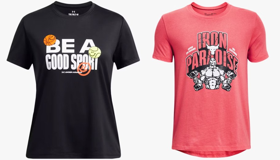 black and red under armour tops