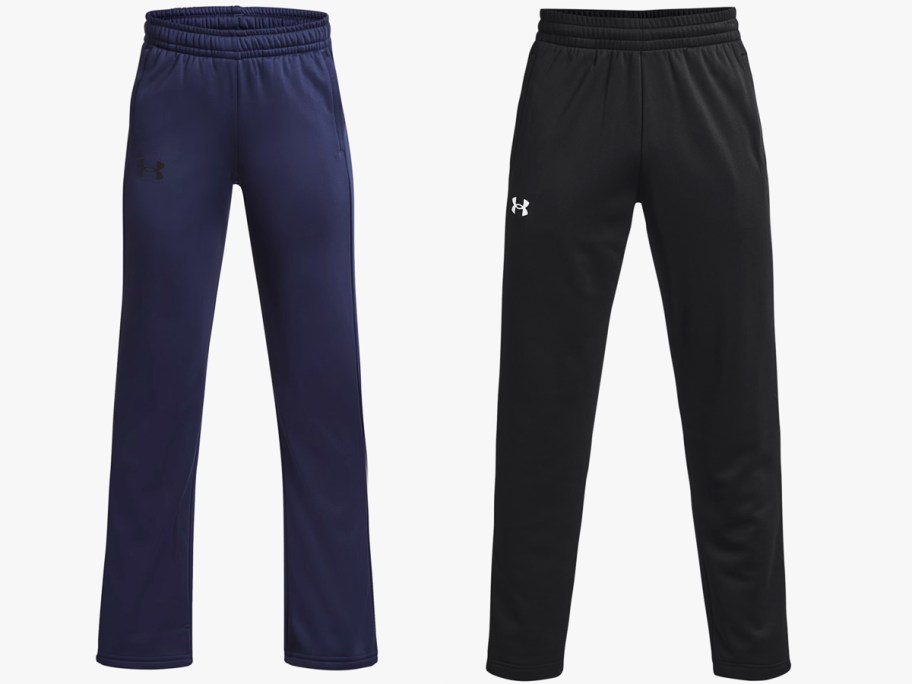 navy blue and black under armour pants