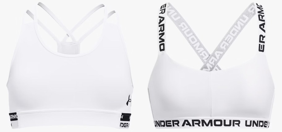 two white under armour sports bras