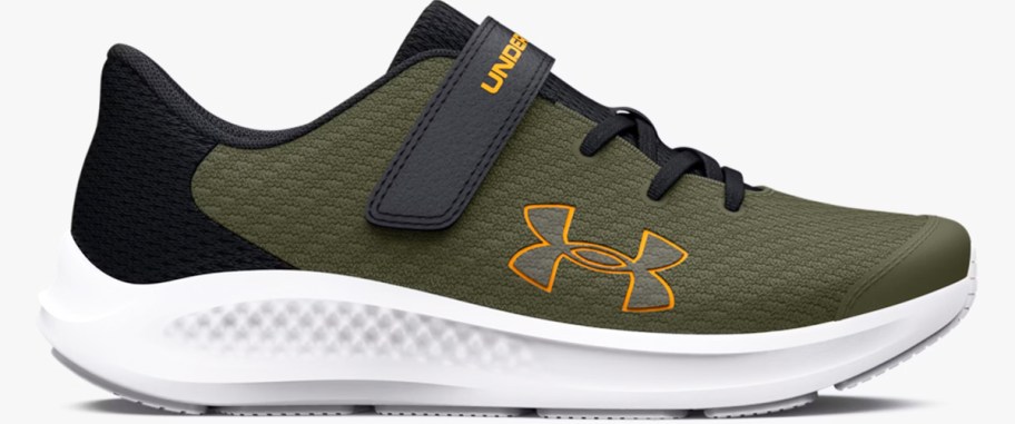 olive green and black under armour running shoe
