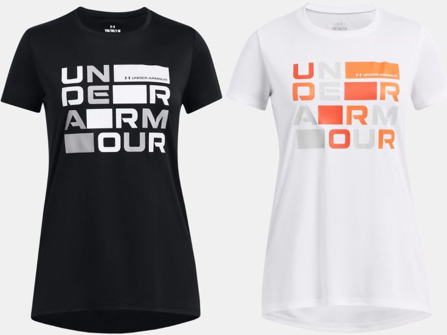 Stock image of two under armour girl's tees