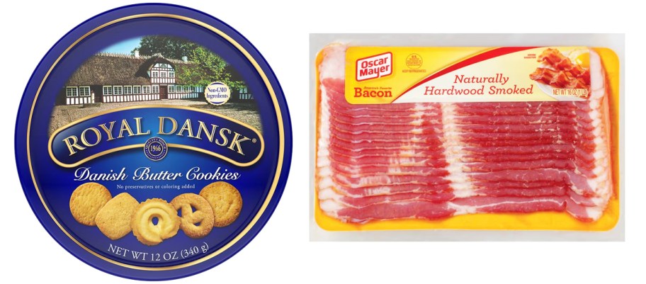 Royal Dansk Danish Butter Cookie Tin and Oscar Mayer Bacon