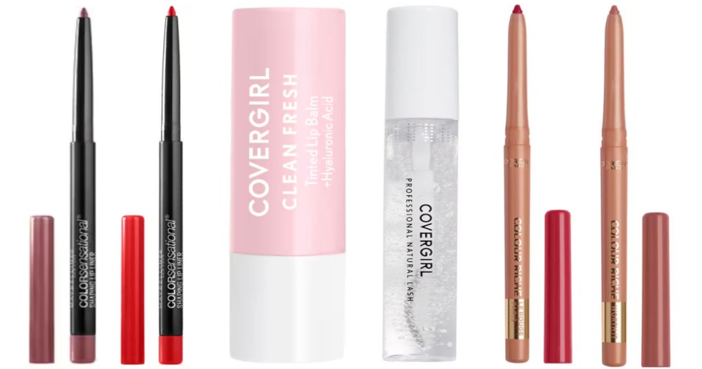 Lip liner, lip balm, clear mascara