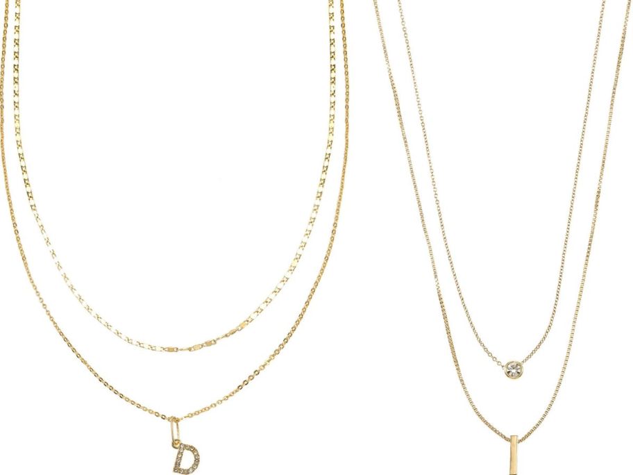 stock images of two initial necklaces from Walmart