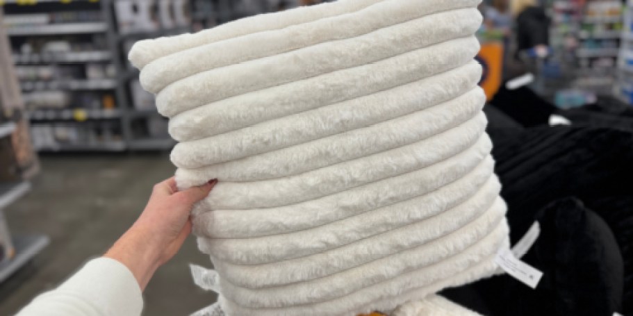 Mainstays Faux Fur Throw Pillow Just $5 at Walmart