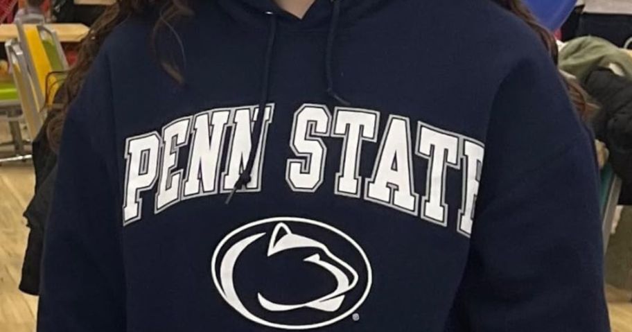 woman wearing a Penn State Hoodie