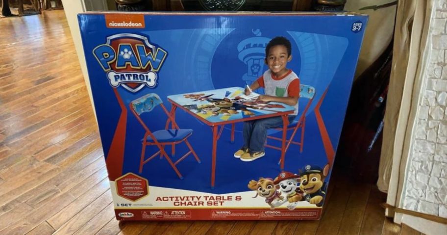 kids character activity table box in living room