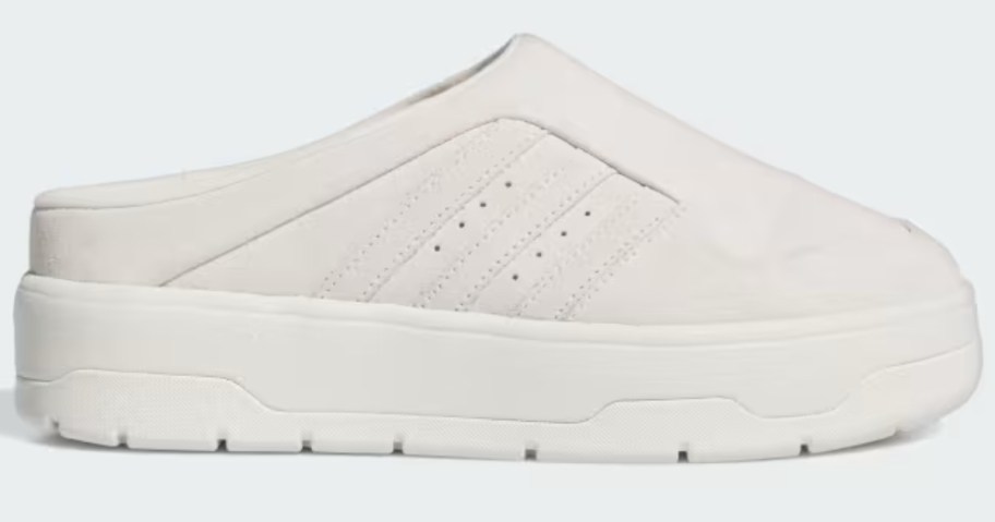 women's adidas platform mule shoe in an off white color