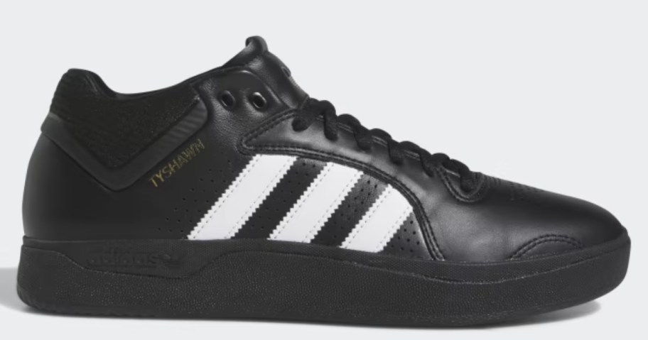 men's adidas shoe in black with white accents