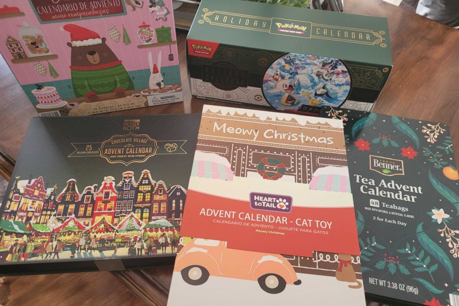 collection of advent calendars from aldi