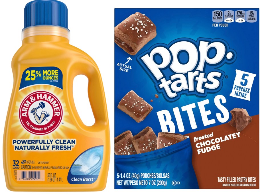 arm and hammer laundry detergent and pop tart bites