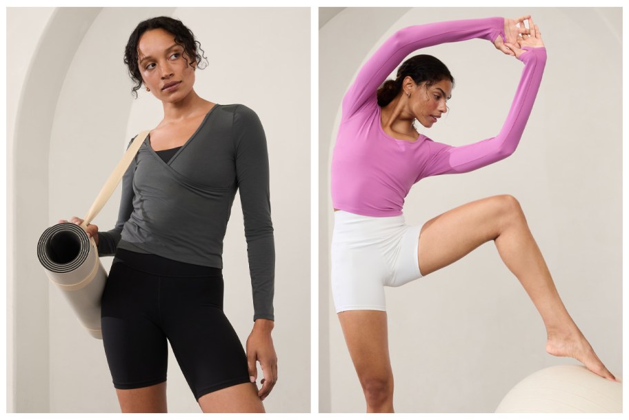 athleta With Ease Wrap Top and Transcend Top