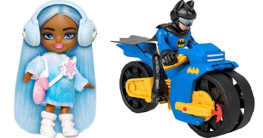 doll and batman toy stock images