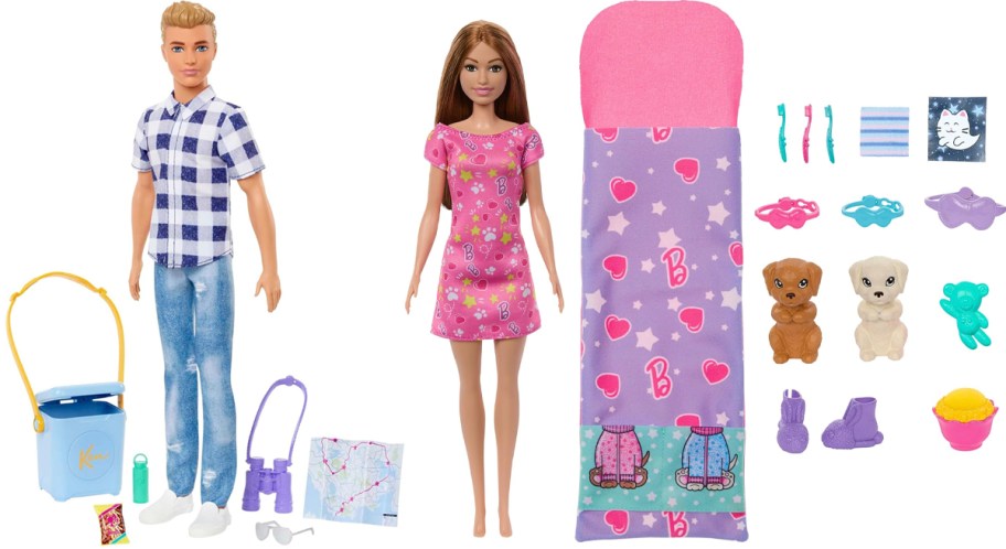 barbie camping and slumber party sets 