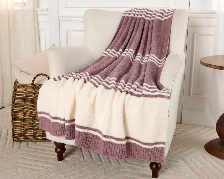 blanket on white chair