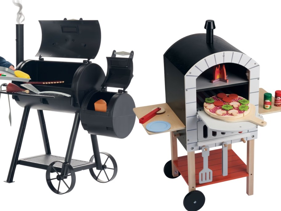 kid's toy smoker pellet grill and kids toy woodfire pizza oven