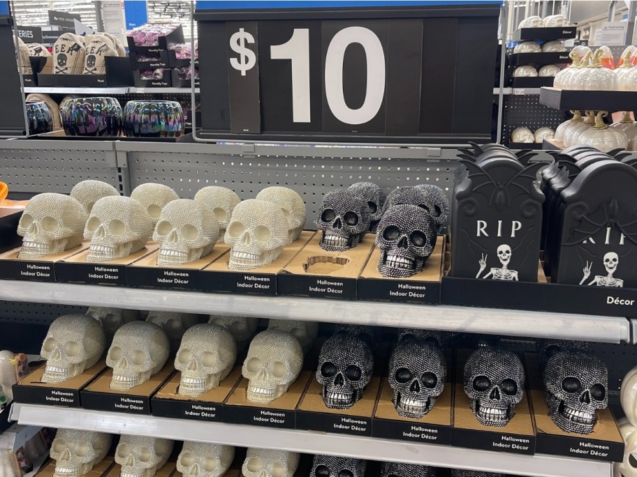 beaded skulls on a store shelf