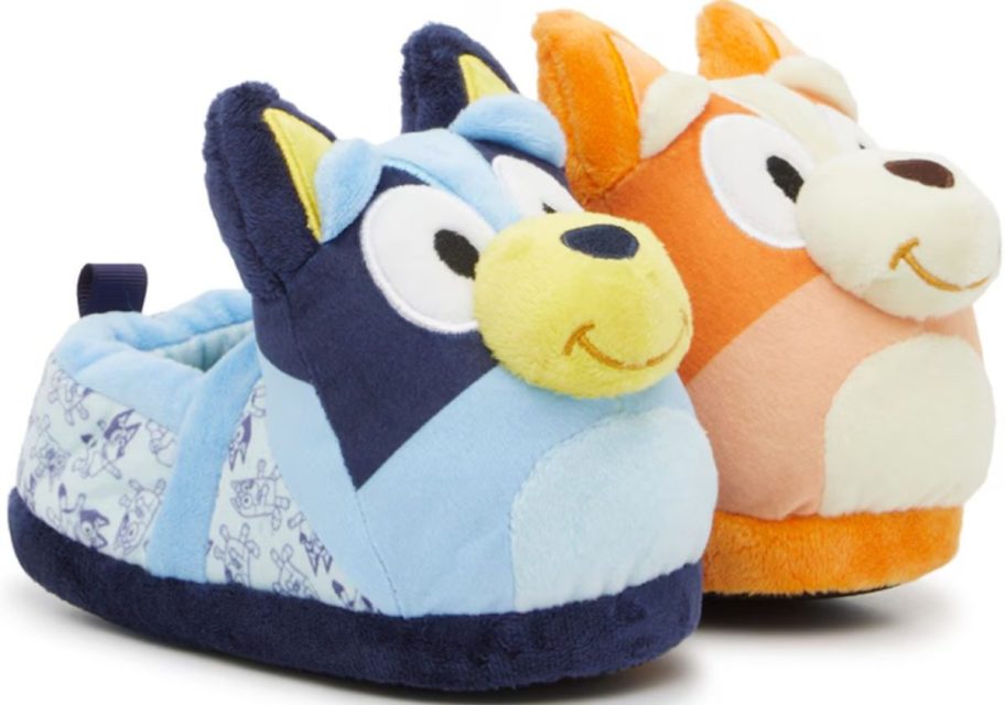 a pair of bluey kids house slippers