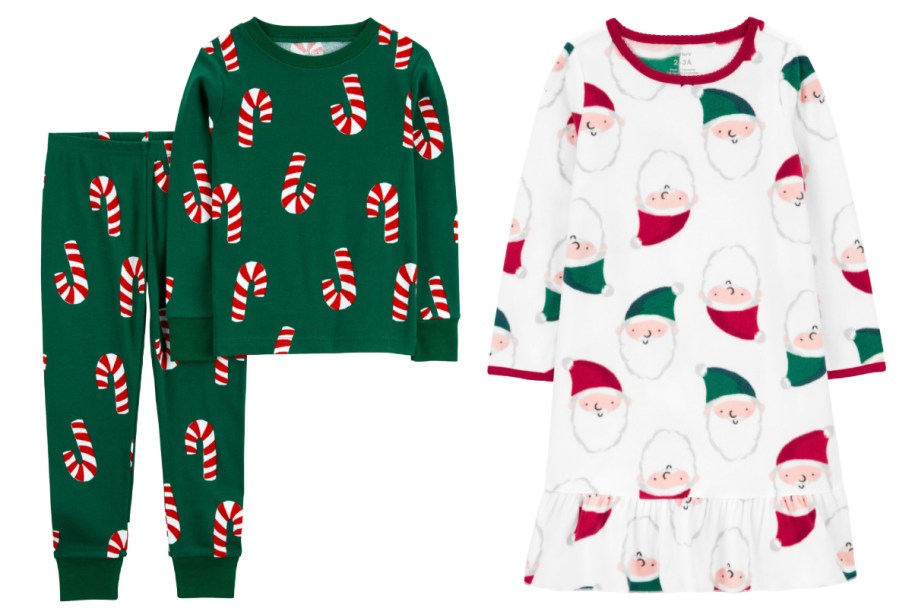 candy cane and santa baby jammies