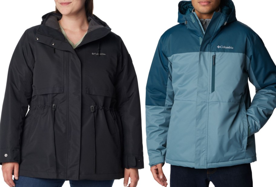 columbia jackets in black and blue