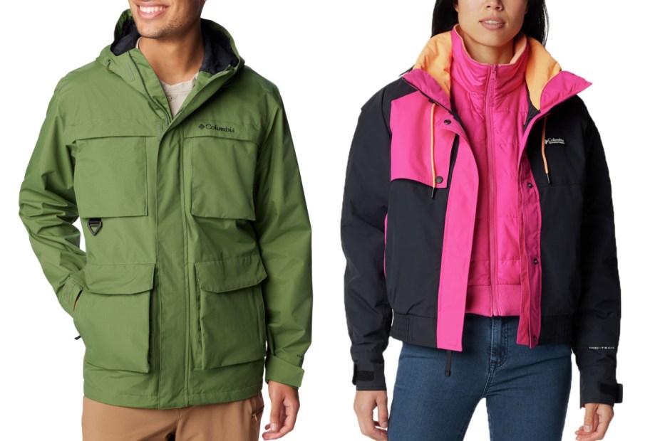 columbia jckets in green and pink