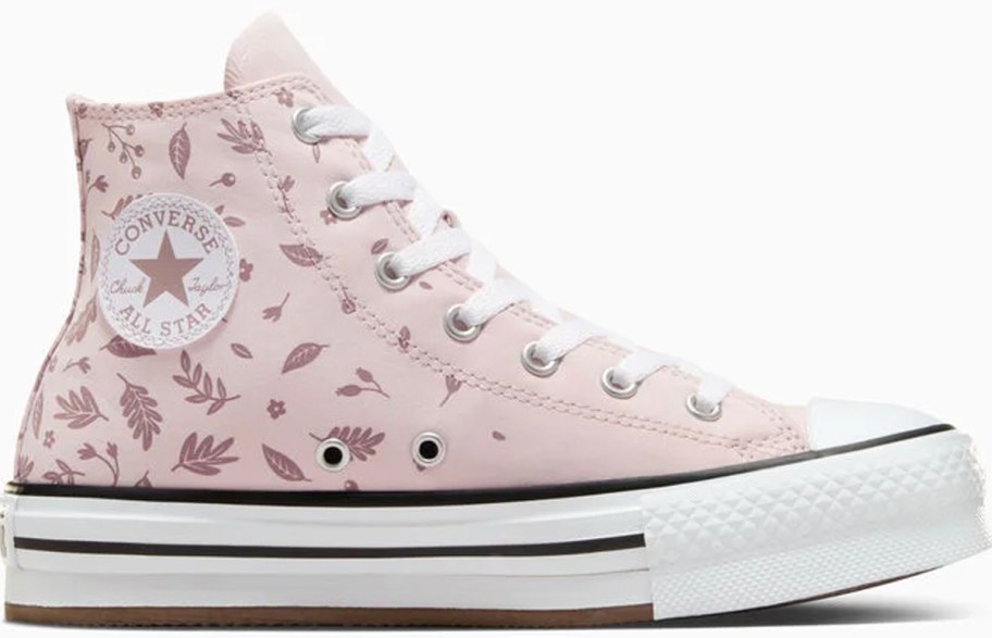 pink leaf converse kids shoe 