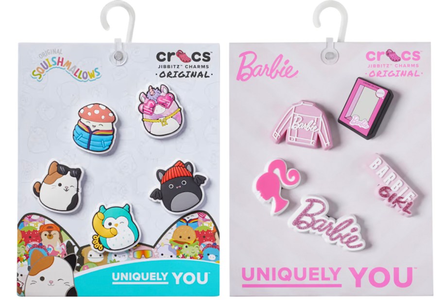 squishmallows and barbie croc charm packs