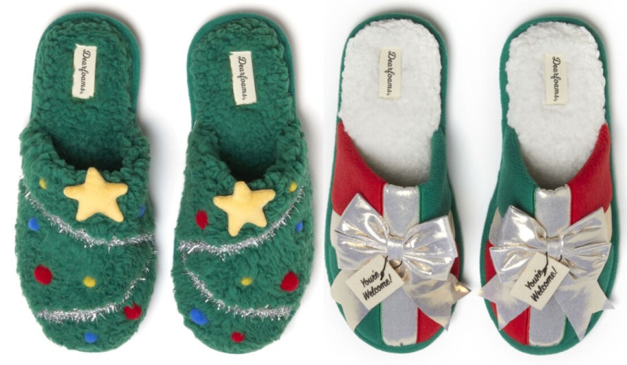 Christmas tree and gift slippers