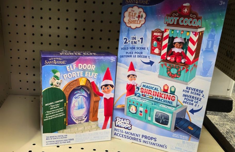 elf on the shelf accessory sets on a store shelf