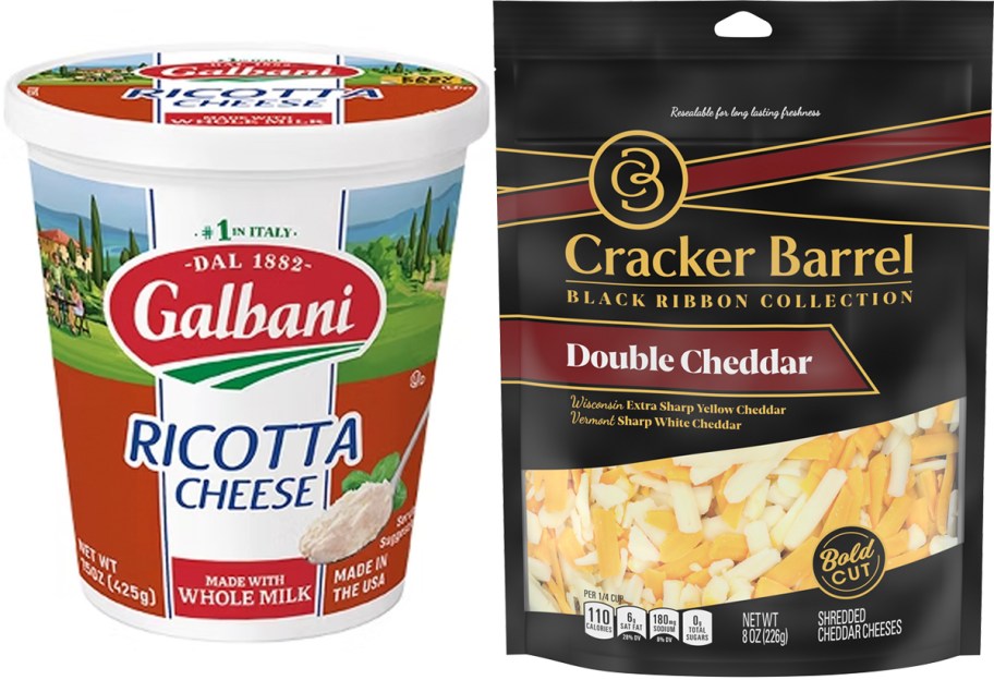 galbani ricotta cheese and cracker barrel shredded cheese 