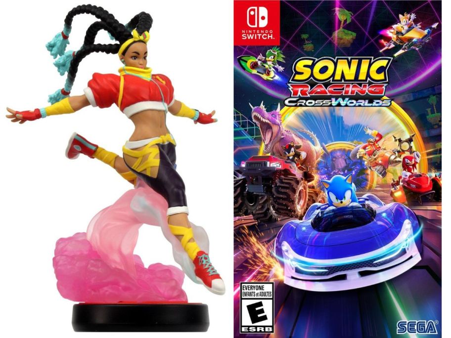 an amiibo and a sonic racing nintendo switch game