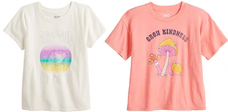 white, and pink girls tees