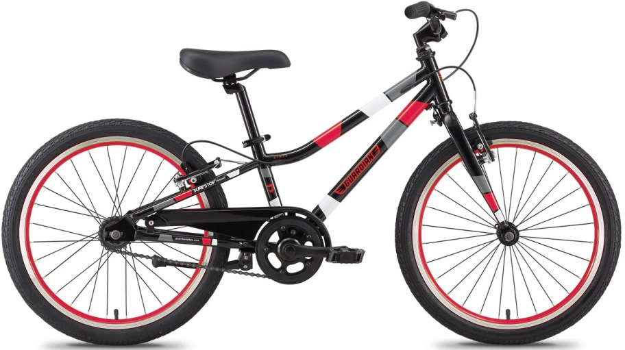 black, red, and gray guardian kids bike 