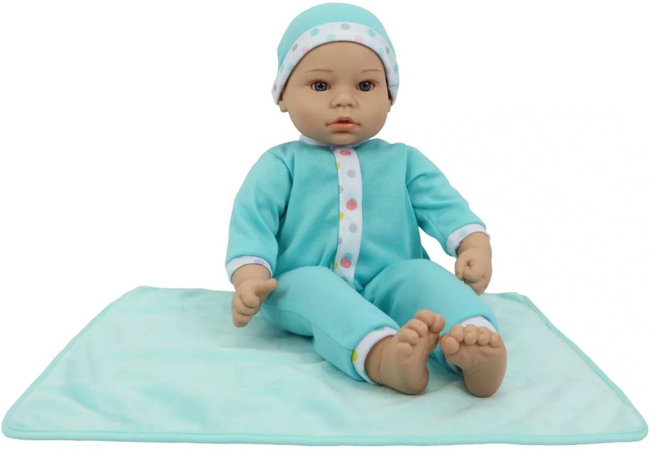 blue baby doll with blanket 