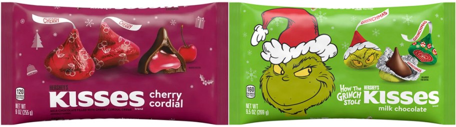 hershey kisses cherry and grinch bags 