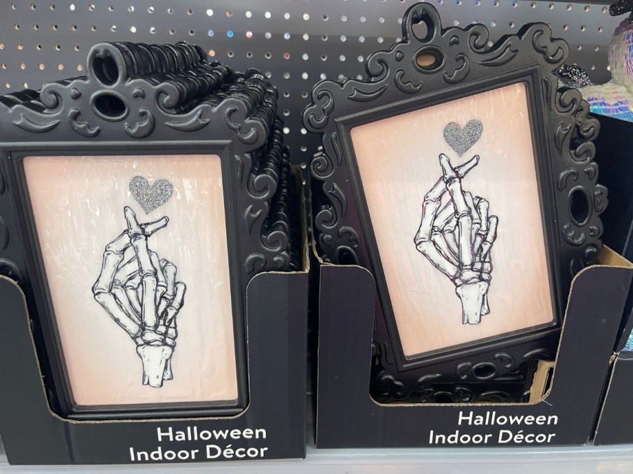 Halloween skeleton hand indoor framed decor