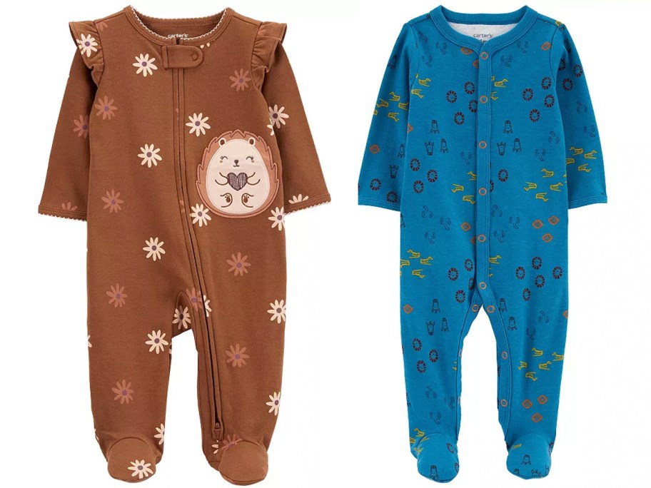 brown and blue baby sleepwear 