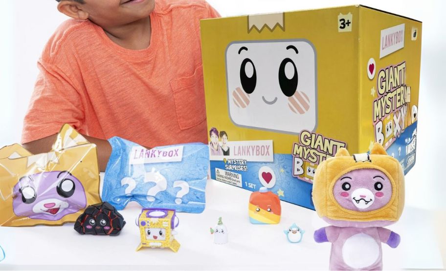 a kid shown with Lankybox possible contents