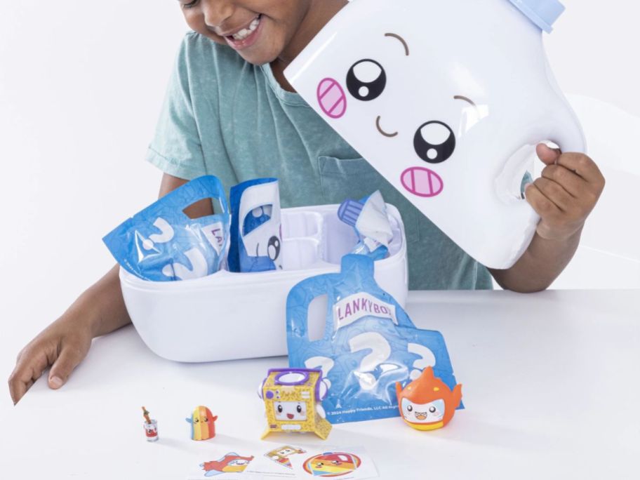kid looking LankyBox Brand Giant Milky Mystery Box