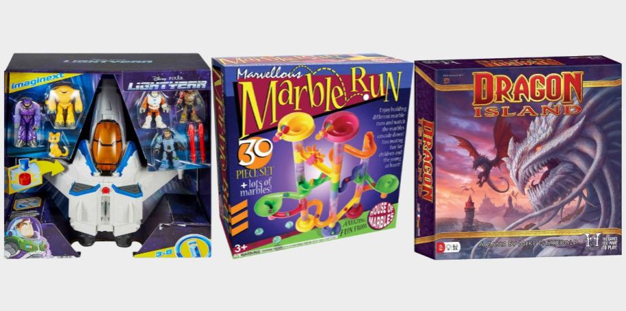 an action figure set and two board games