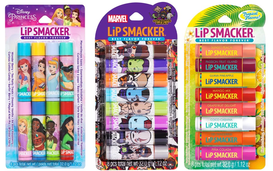 princess, guardians and fruit flavored lipsmacker packs 