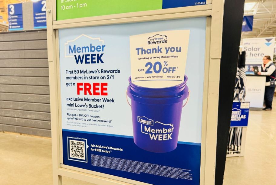 a sign in a lowes store advertising members week 