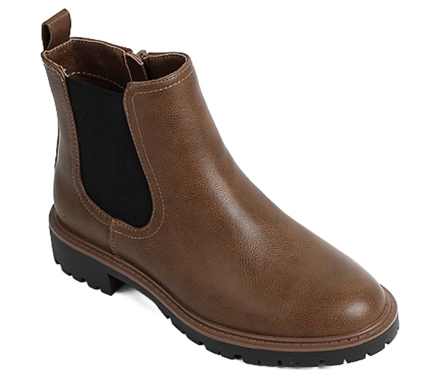 brown mini lug chelsea boots