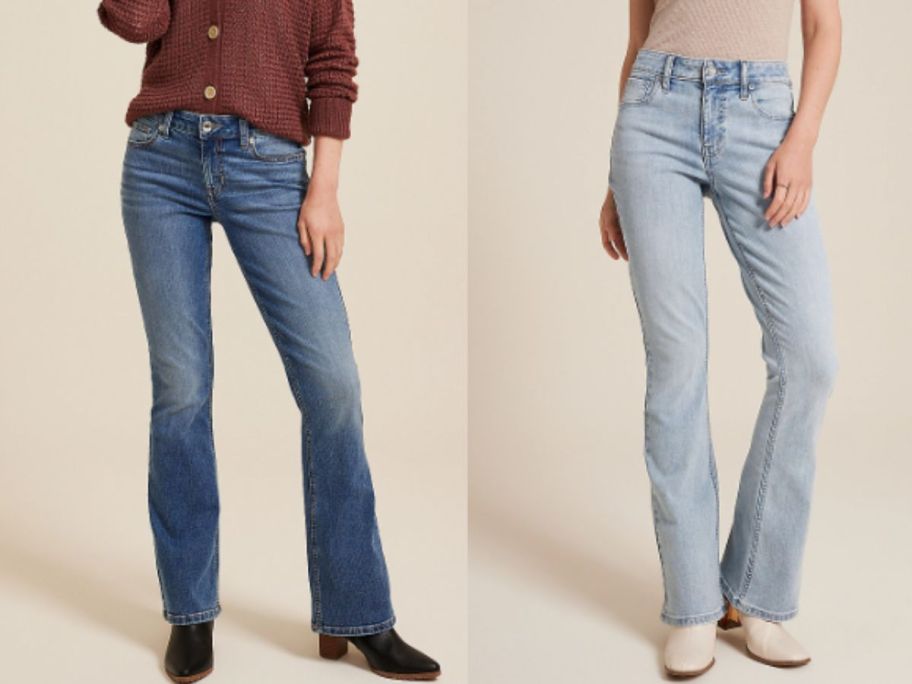 two women wearing maurices Women's Flare Jeans