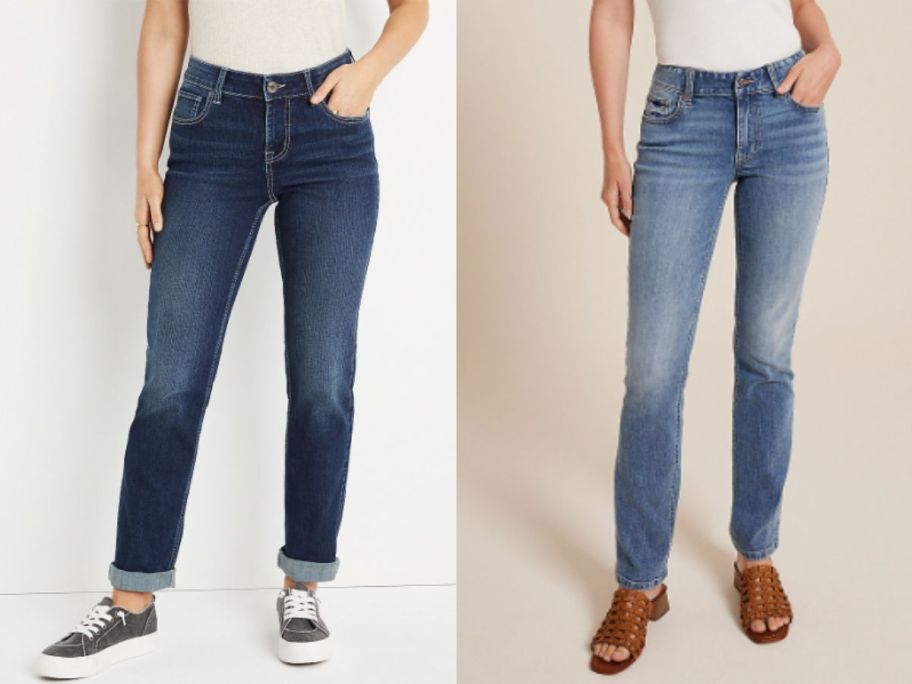 two women wearing maurices Women's Straight Jeans