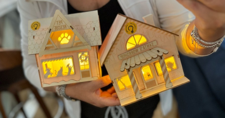 Michaels Wooden Pre-Lit Village Craft Houses Just $4.99 (Check Out How Lina Customized Hers!)