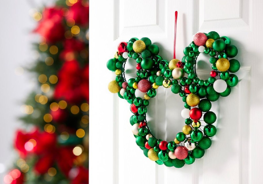 mickey mouse head shaped christmas wreath