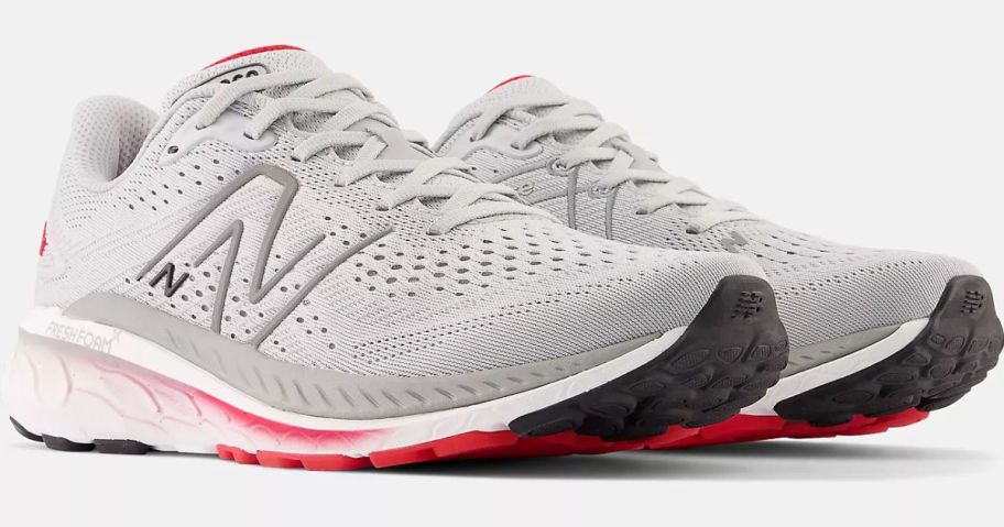 white gray red New Balance Shoes